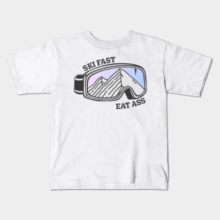 Sunset Mountain Ski Goggles | Ski Fast Eat Ass Kids T-Shirt